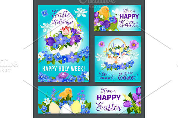 Easter greeting vector paschal banner poster card