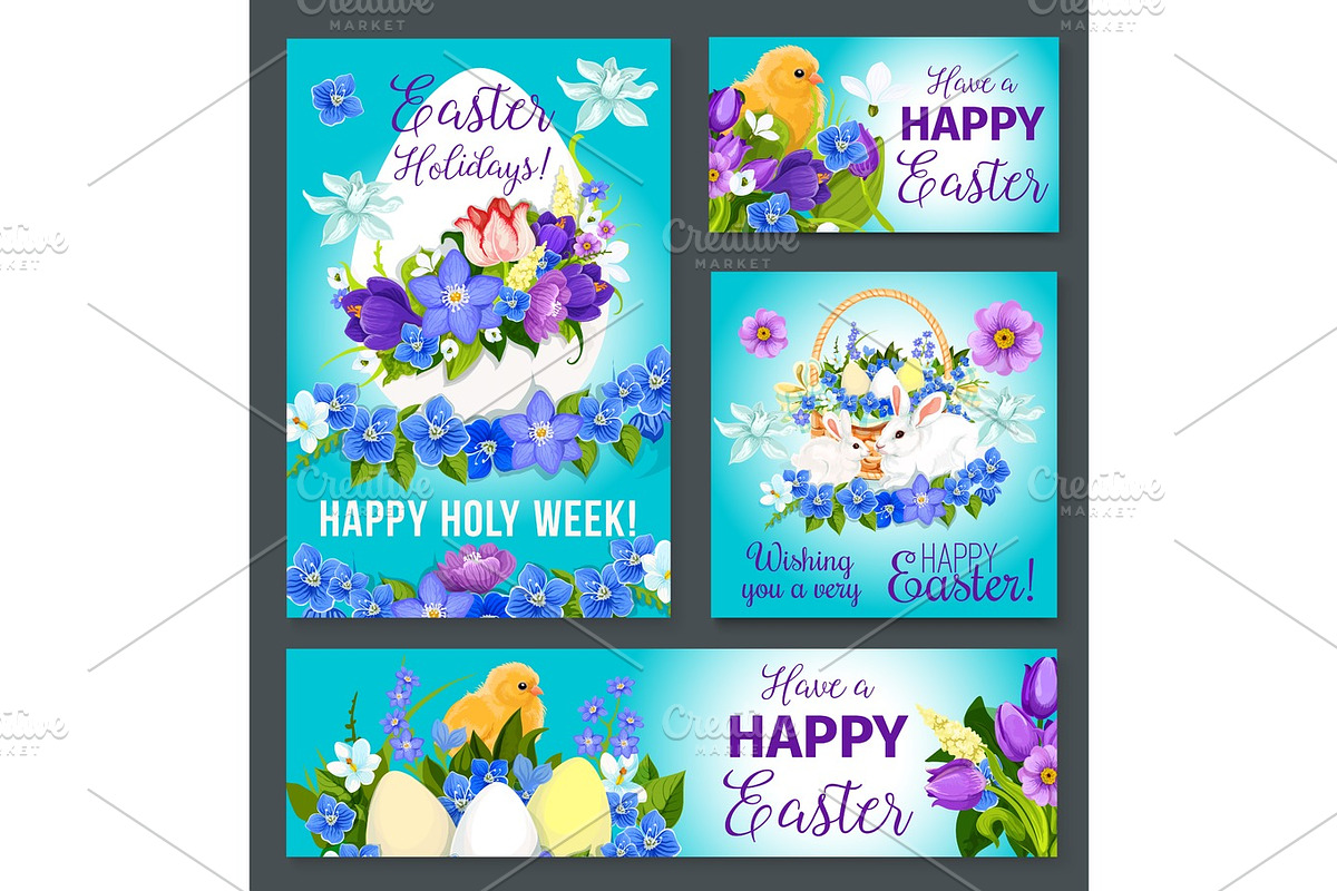 Easter greeting vector paschal banner poster card in Graphics - product preview 8