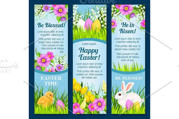 Easter vector banners for paschal greetings
