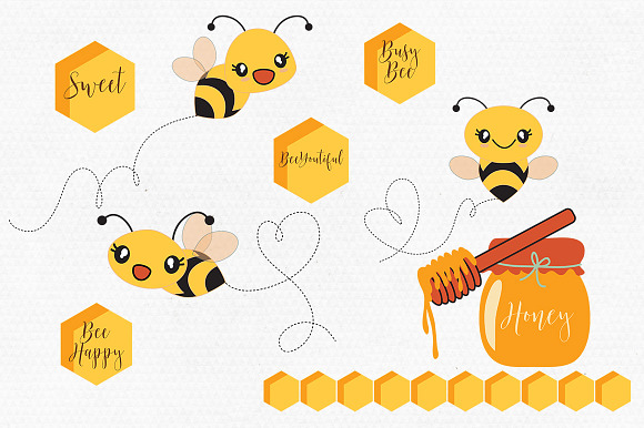 Cute Bumble Bee Honey Graphic Bundle in Illustrations - product preview 1