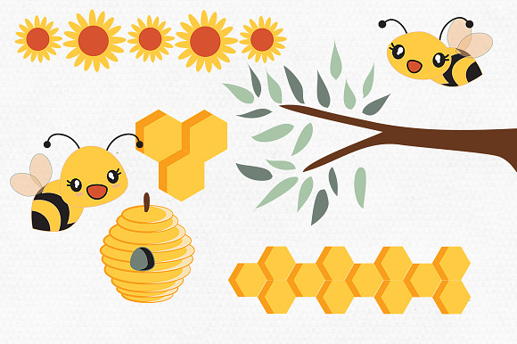 Cute Bumble Bee Honey Graphic Bundle in Illustrations - product preview 3