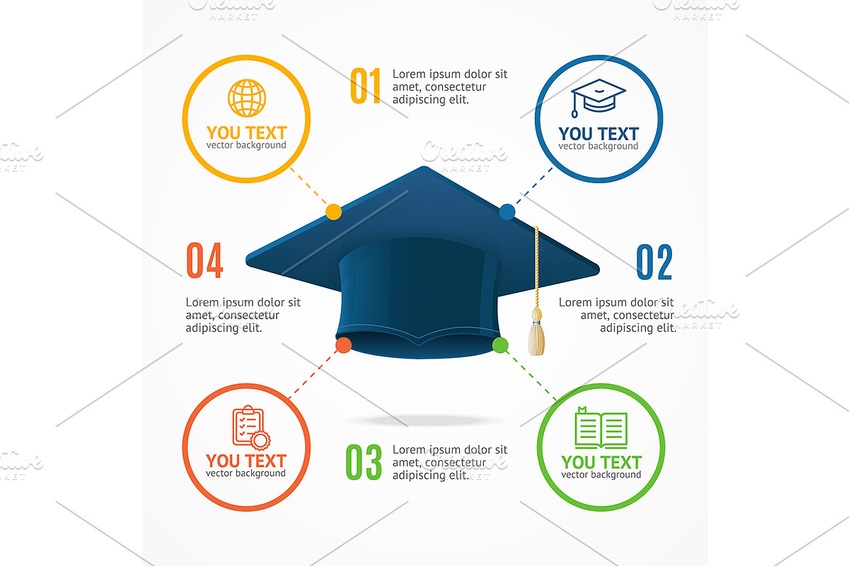 Student Hat Menu Infographic Banner  in Illustrations - product preview 8