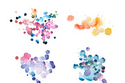 colorful retro vintage abstract watercolour aquarelle art hand paint on white background