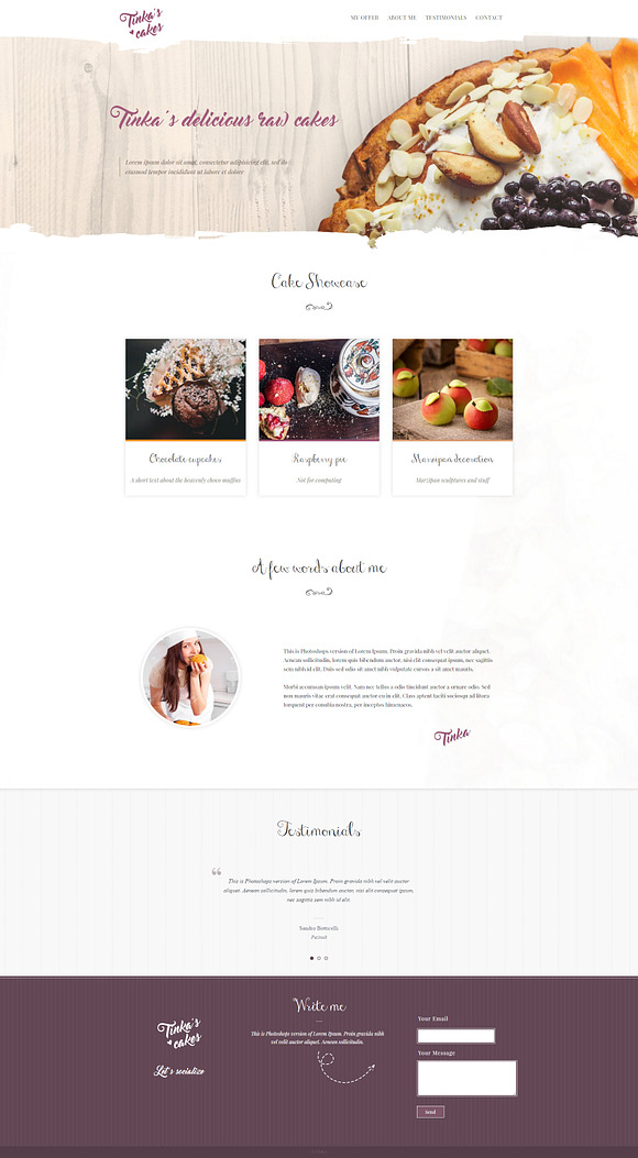 Tinka - Cake Baking Portfolio Theme in WordPress Portfolio Themes - product preview 3