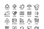 Creative design process vector icons
