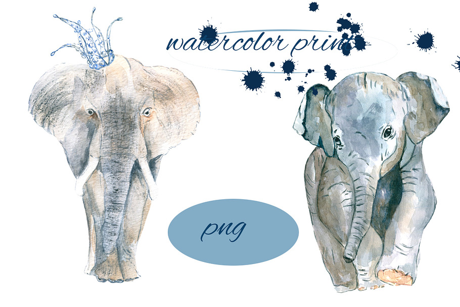 elephant watercolor in Illustrations - product preview 8