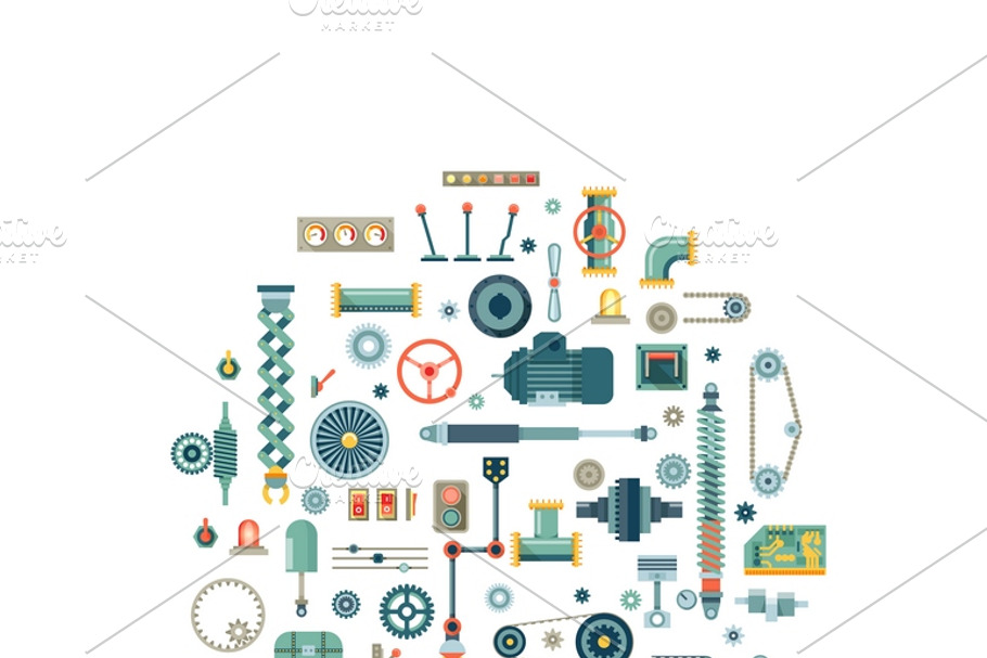 Machine parts in circle composition in Illustrations - product preview 8