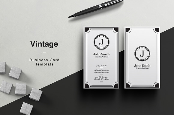 Vintage Business Card in Business Card Templates - product preview 2
