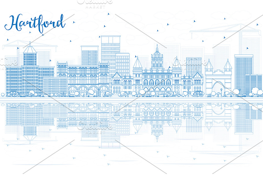 Outline Hartford Skyline  in Illustrations - product preview 8
