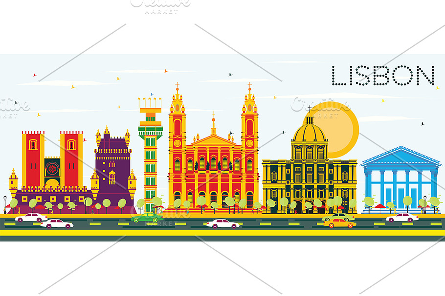 Lisbon Skyline in Illustrations - product preview 8