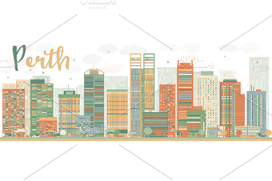 Abstract Perth skyline in Illustrations - product preview 8