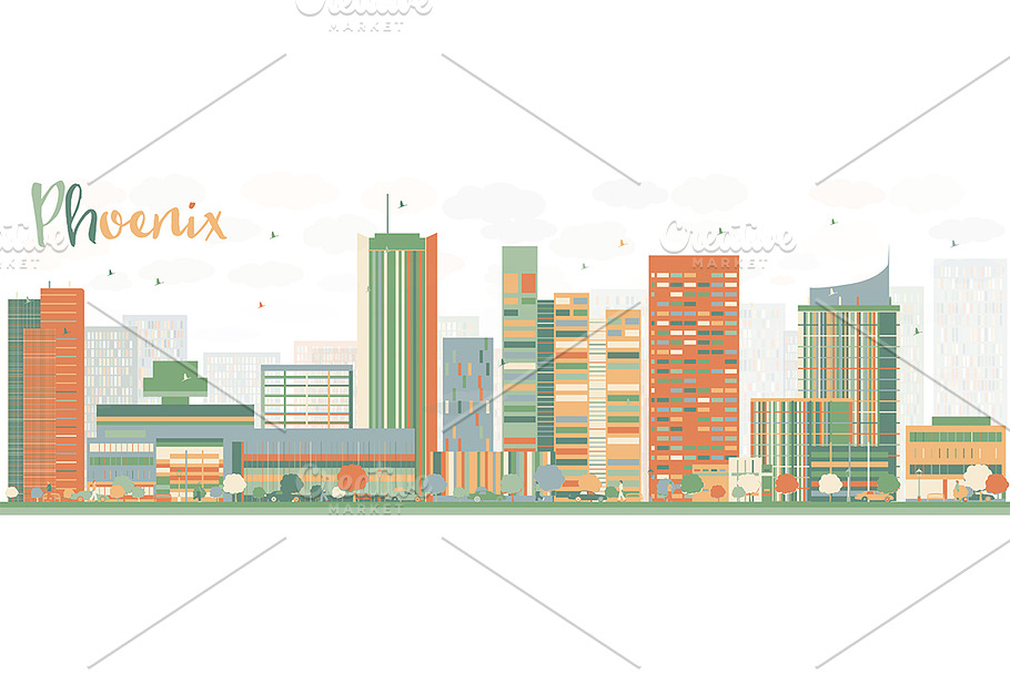 Abstract Phoenix Skyline in Illustrations - product preview 8