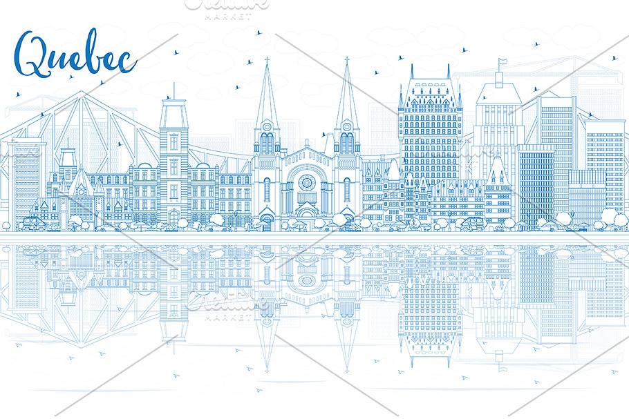 Outline Quebec Skyline  in Illustrations - product preview 8