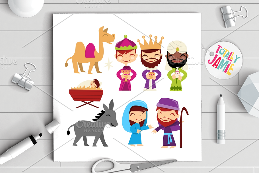 Retro Cute Nativity Set in Illustrations - product preview 8