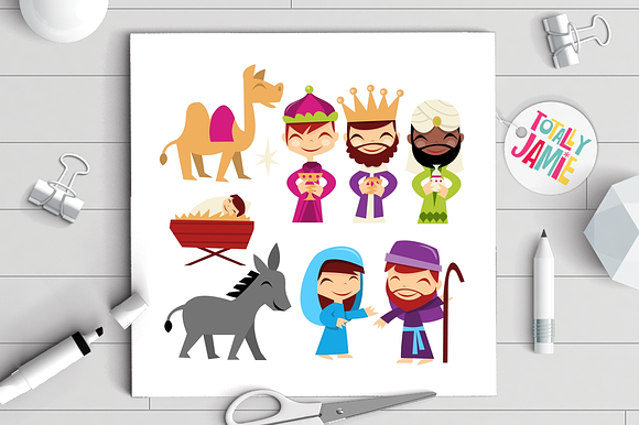 Retro Cute Nativity Set in Illustrations - product preview 1