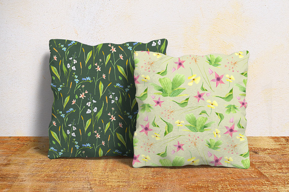 Wetland floral watercolor patterns in Patterns - product preview 4