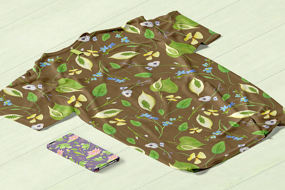 Wetland floral watercolor patterns in Patterns - product preview 5