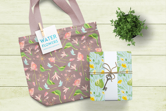 Wetland floral watercolor patterns in Patterns - product preview 7