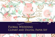 Floral Wedding Clipart+Pattern set