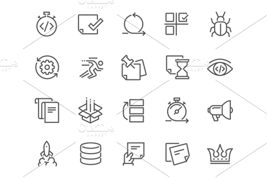 Line Agile Development Icons in Graphics - product preview 8