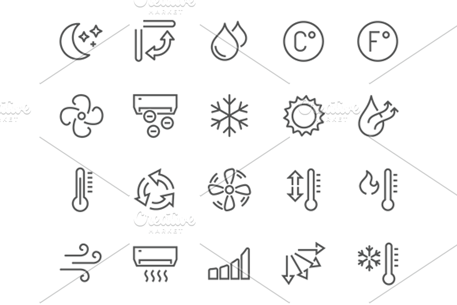 Line Air Conditioning Icons in Cool Icons - product preview 8