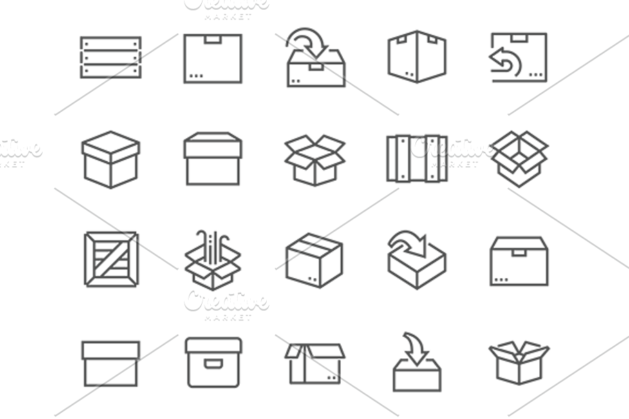 Line Box Icons in Graphics - product preview 8