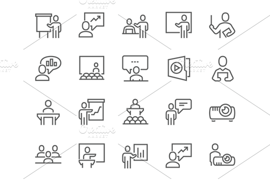 Line Business Presentation Icons in Graphics - product preview 8