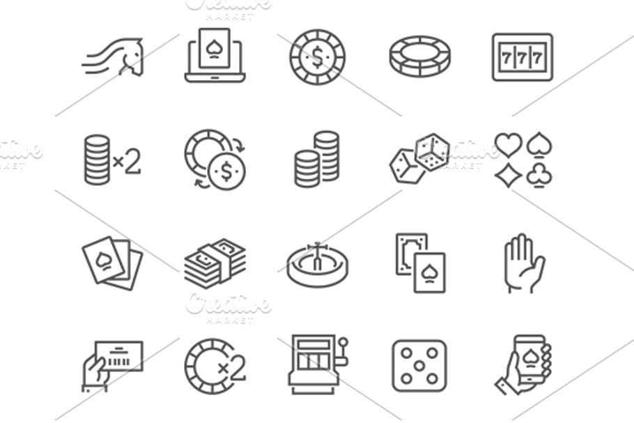 Line Gambling Icons in Graphics - product preview 8