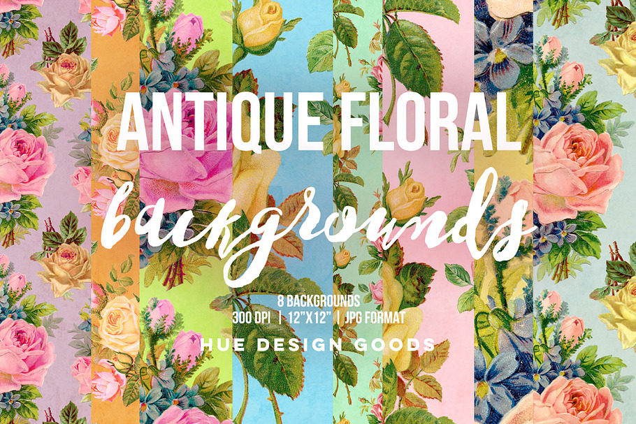 Antique Floral Roses Backgrounds in Patterns - product preview 8
