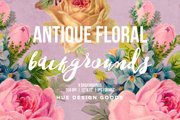 Antique Floral Roses Backgrounds in Patterns - product preview 1