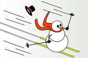 Christmas snowman skiing