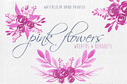 Pink Flowers watercolour clip art