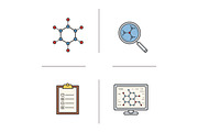 Science lab color icons set