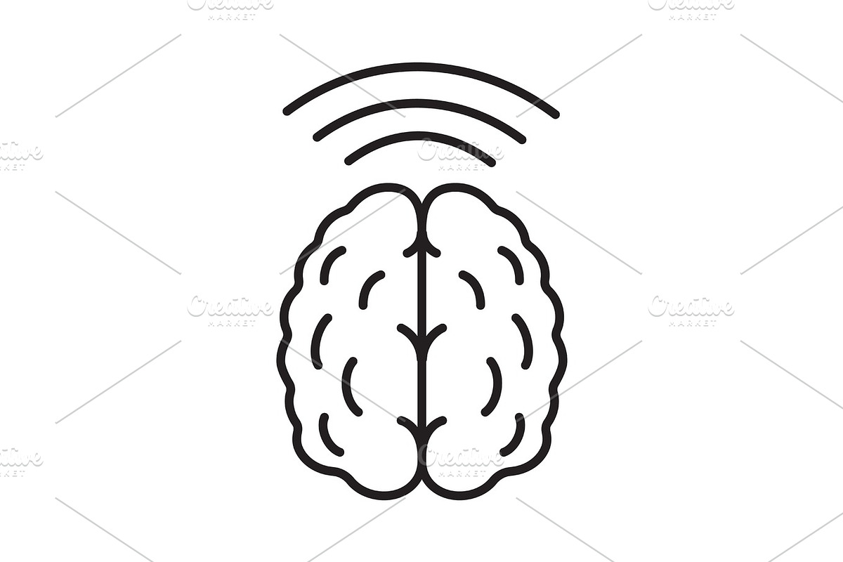 Brain waves linear icon in Illustrations - product preview 8