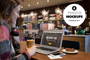 MacBook Air in the cafe - 8 mockups