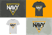 Navy tee print vector set