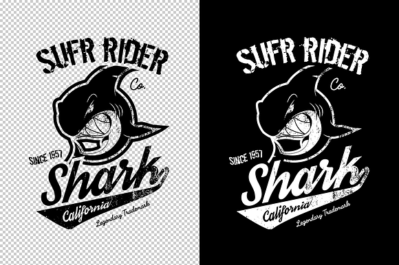 Piranha and shark tee print vector in Objects - product preview 1