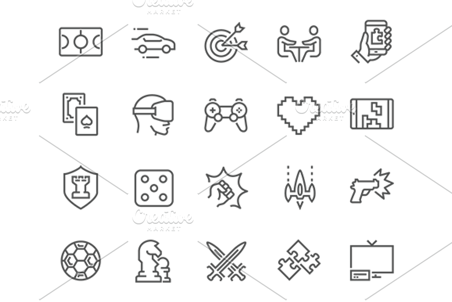 Line Games Icons in Graphics - product preview 8