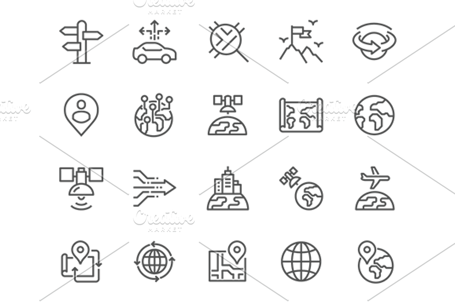 Line Global Navigation Icons in Graphics - product preview 8