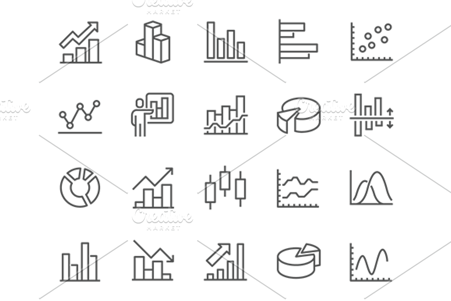 Line Graph Icons in Graphics - product preview 8