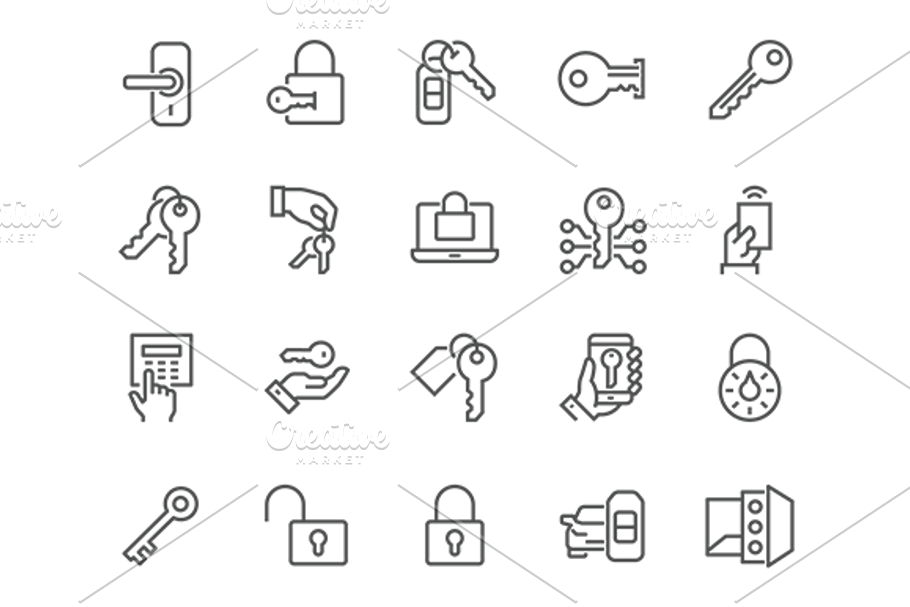 Line Keys and Locks Icons in Graphics - product preview 8