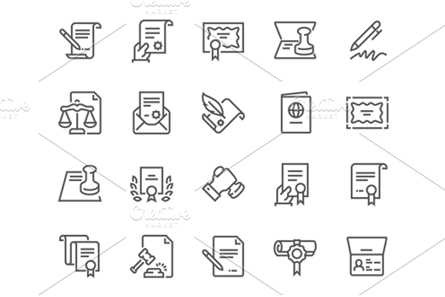 Line Legal Documents Icons in Graphics - product preview 8