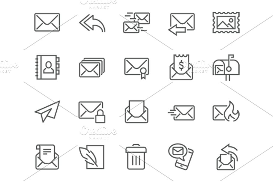 Line Mail Icons in Graphics - product preview 8