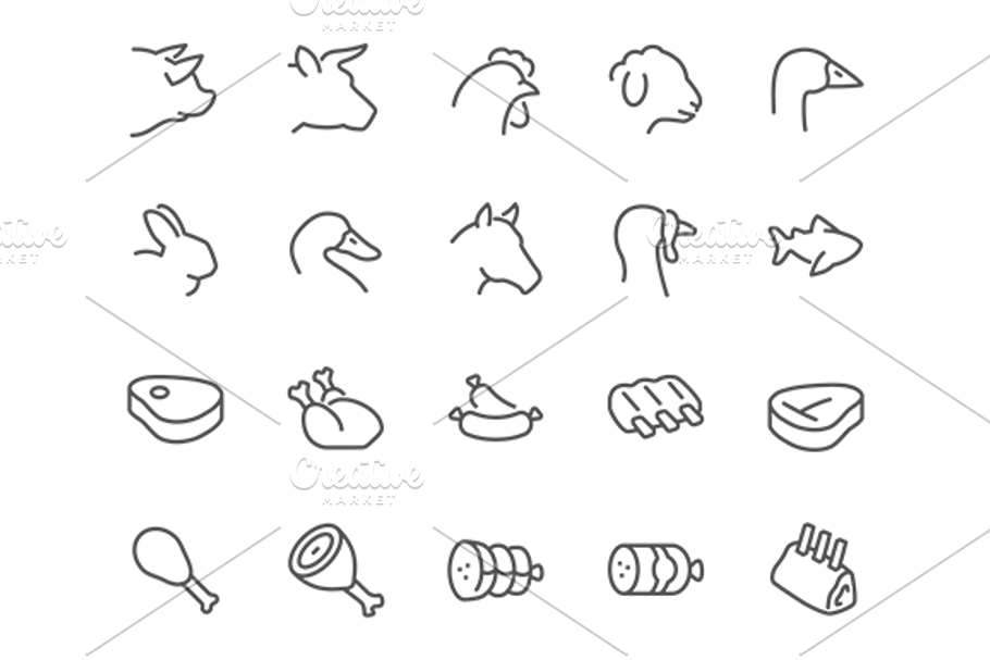 Line Meat Icons in Graphics - product preview 8