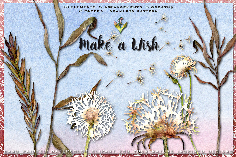 Dandelion Wishes Watercolor Clipart in Illustrations - product preview 8
