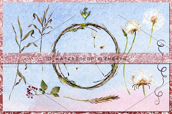 Dandelion Wishes Watercolor Clipart in Illustrations - product preview 2