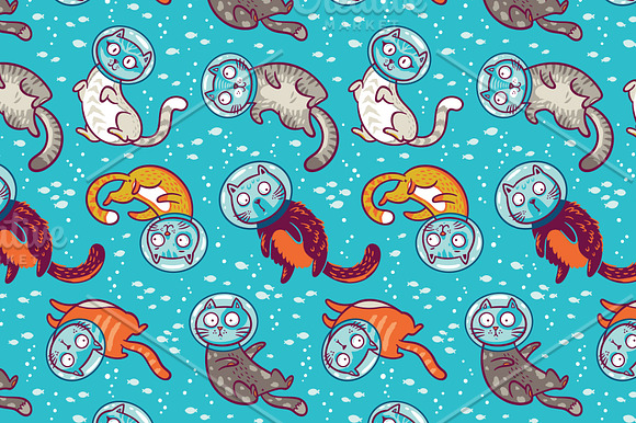 Galaxy cats pattern and set in Patterns - product preview 1