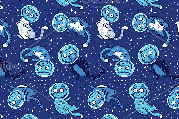 Galaxy cats pattern and set in Patterns - product preview 2