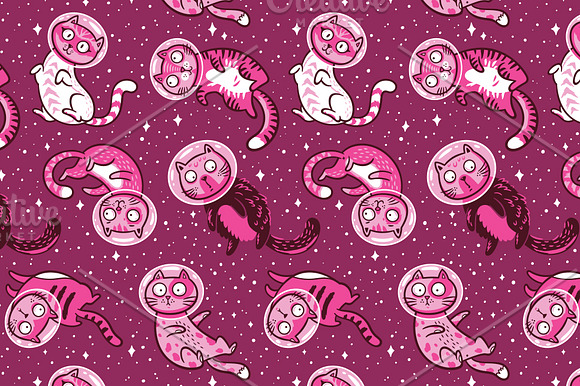 Galaxy cats pattern and set in Patterns - product preview 3