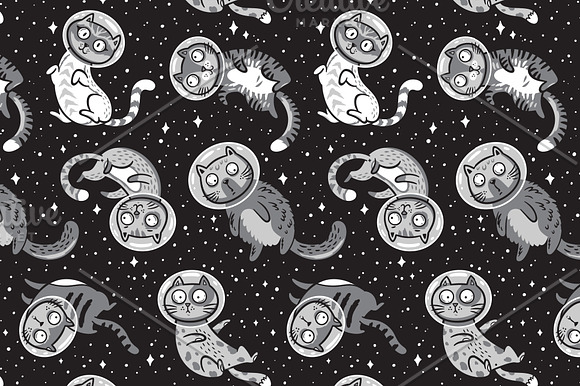 Galaxy cats pattern and set in Patterns - product preview 4